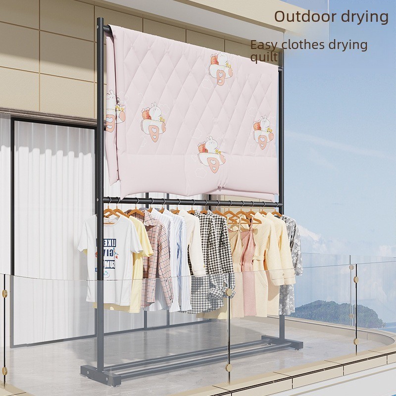 SHENAR BISA COD Rak Gantungan Baju Besi Stand hanger double Gawang Baju Jemuran Pakaian Portable Jem