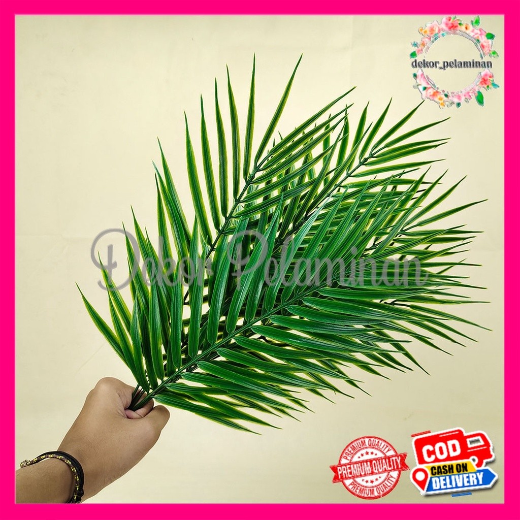 [1PCS] DAUN PALM DURI PILLOW LEATHER FERN JARI-JARI PLASTIK PAKIS PALEM - HIASAN DEKORASI ARTIFICIAL