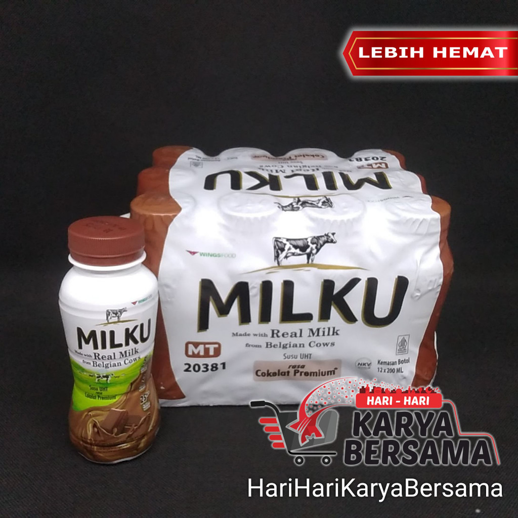 

MILKU MINUMAN SUSU UHT RASA COKELAT PREMIUM BOTOL PACK 12'S X 200ML