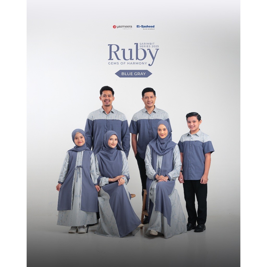 RUBY SERIES SARIMBIT 2025 RUBY SERIES - BLUE GRAY - Family Set Keluarga / Baju Lebaran Keluarga Musl