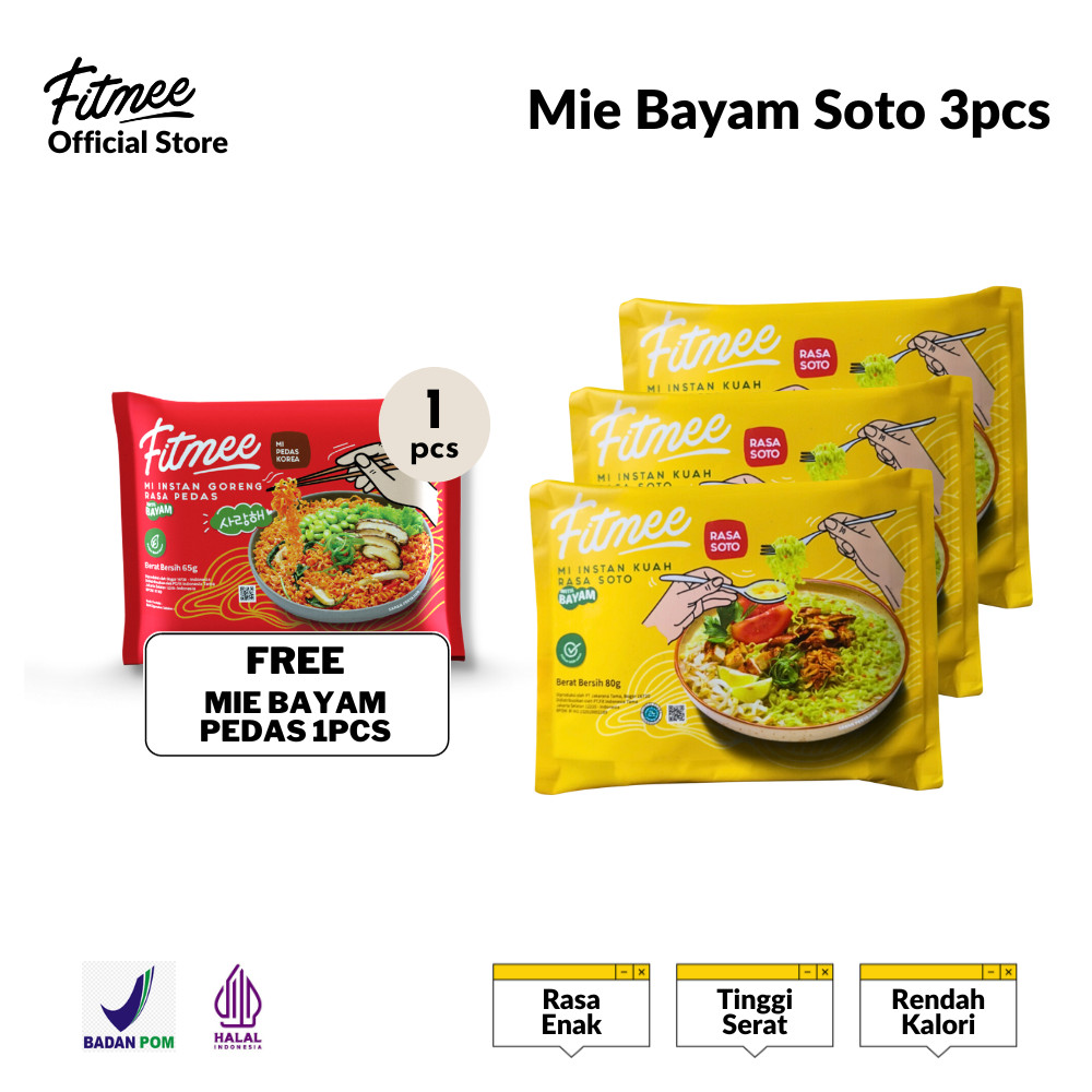 

Mie Instan Fitmee Bayam Soto Buy 3 FREE 1 Bayam Pedas