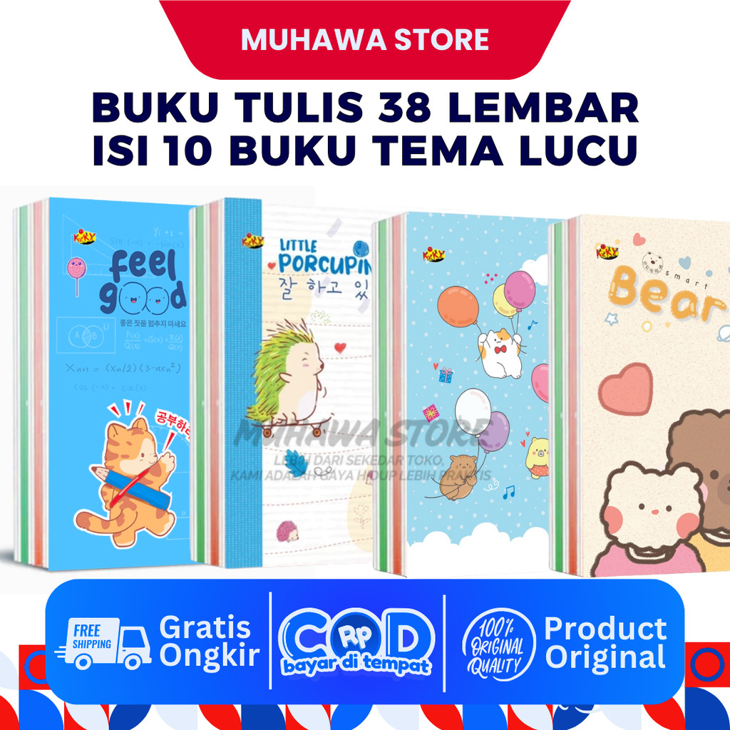 

BUKU TULIS KIKY TEMA LUCU Buku Tulis 38 Lembar - 10 Buku / Motif Random