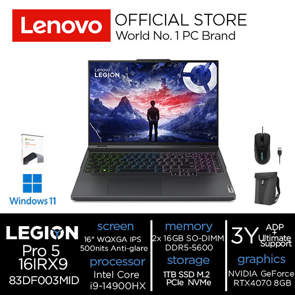 Lenovo Legion Pro 5 16IRX9 3MID Core i9-14900HX 32GB 1TB W11 RTX4070