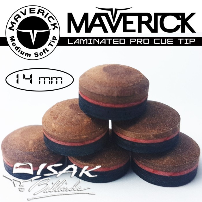Maverick Pro Cue Tip - 14 mm Medium Soft - Billiard Stik Stick Biliar