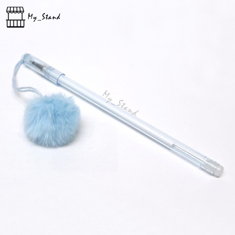 Satuan Pena Pom-pom, Pen, Bolpen, Pulpen Gelpen Karakter Lucu Bola Bulu Gantung Gel Lembut Pastel