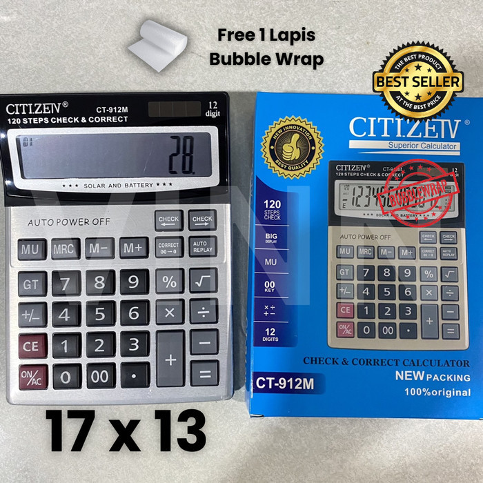 

[CLAUDEMM] Kalkulator CITIZEN CT 512 12 Digit - Calculator Check Dual 2 Power - CT 912M