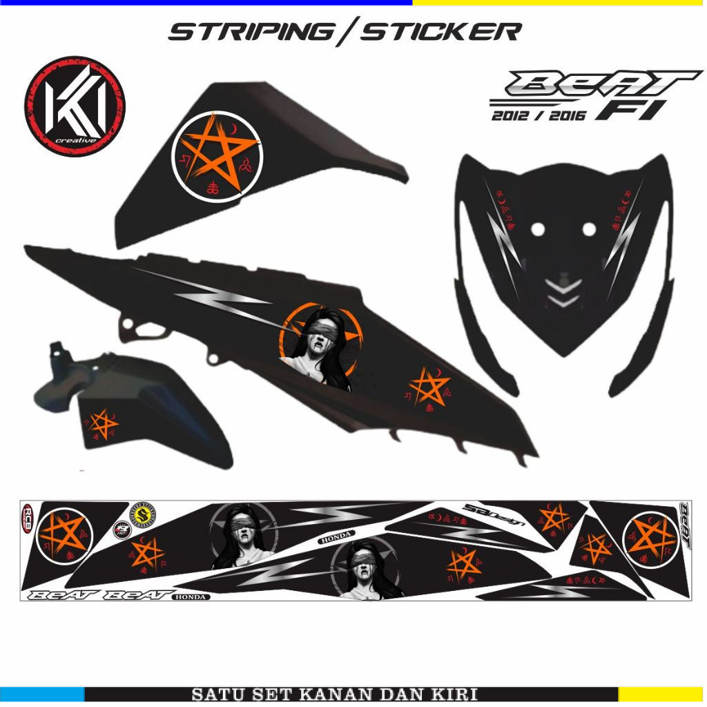 STRIPING STICKER MOTOR BEAT F1 TAHUN 2012 2016 LIS SANTANIK KEREN STIKER
