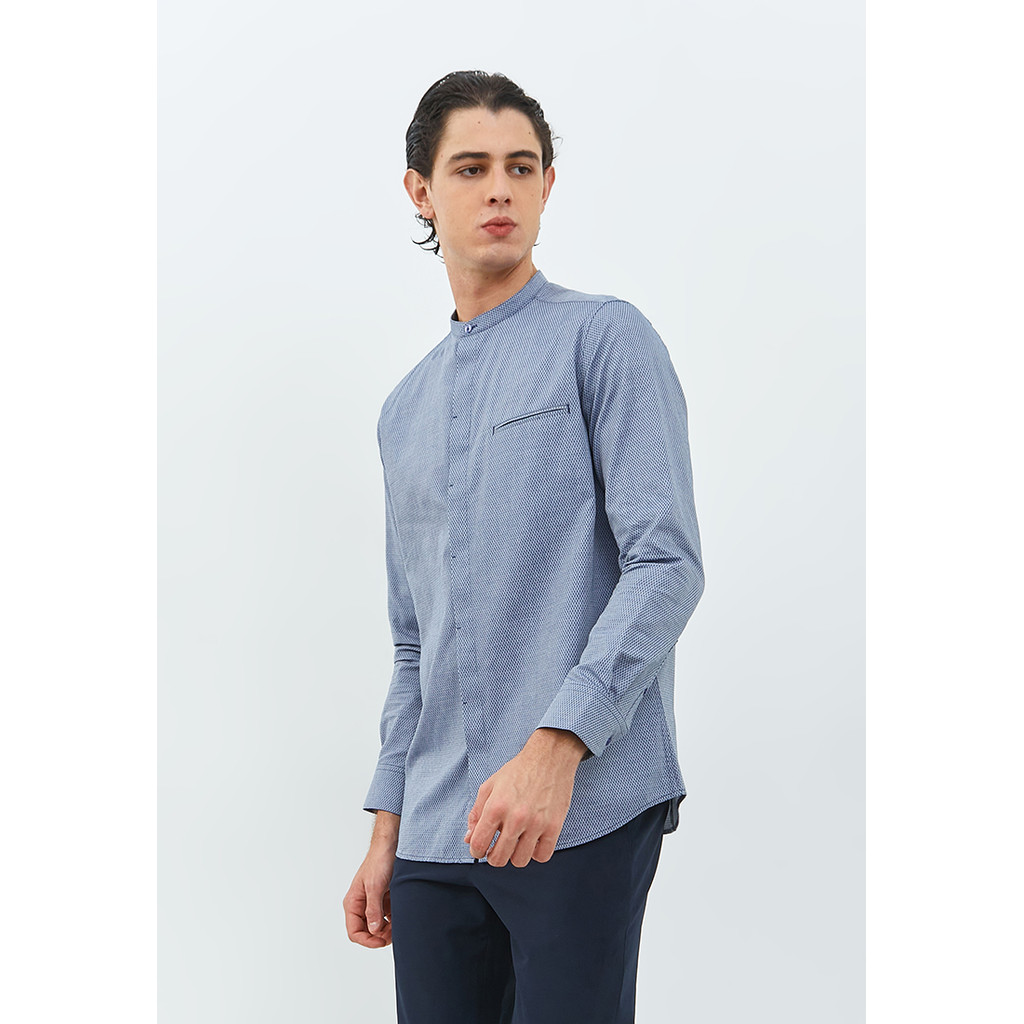 Jobb Khaldun Koko Pria Lengan Panjang Slim Fit Navy