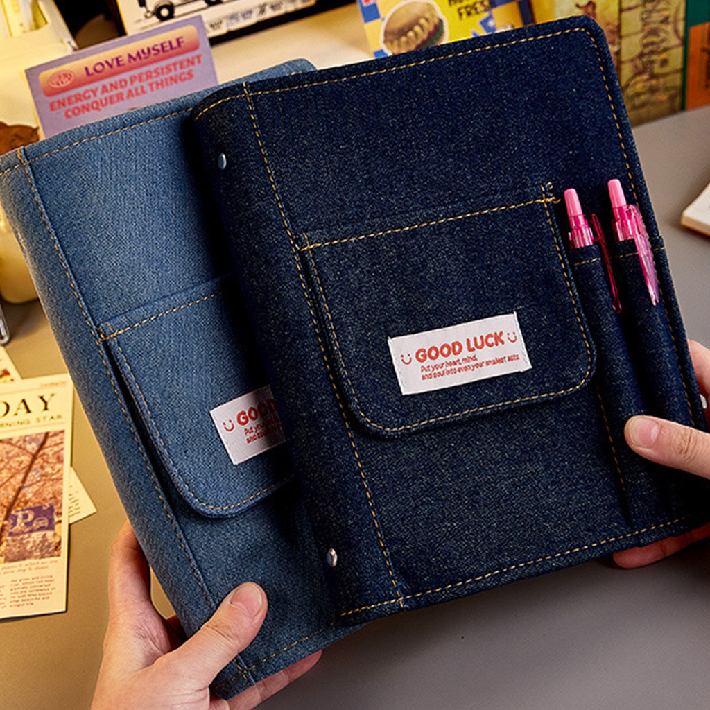 

A5 Notebook Good Luck Denim Cover Decorative Notebook Wonderful Design American Style Retro Notepad for Home Office School