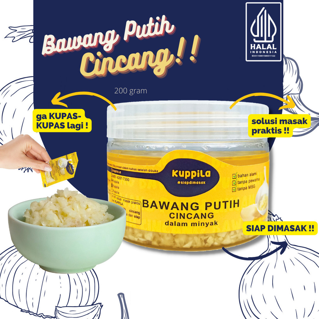 

✨ TOMOTOSTORE ✨ KUPPILA Bawang Putih Cincang Dalam Minyak ( Jar ) 200 gr