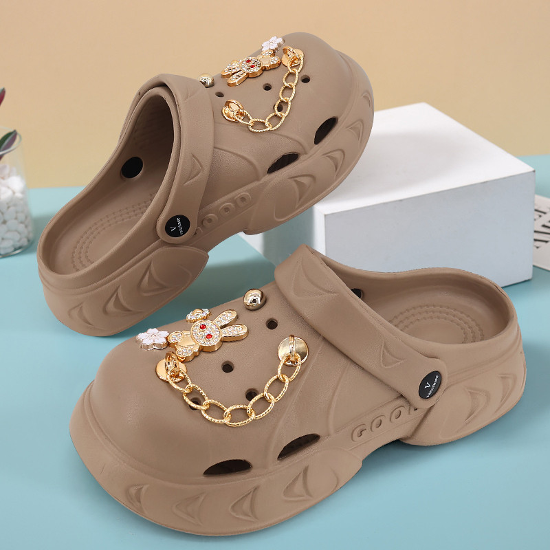 ORIGINAL IRSOE Sandal Wanita Baim Kelinci Pakaian Luar Anti-Slip Sol Tebal Peningkatan EVA Sandal