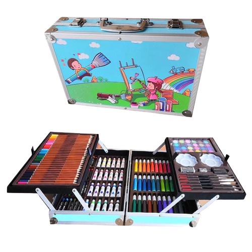 

[New] CRAYON ART SET / KOPER SET CRAYON MEWARNAI / ALAT LUKIS ANAK 145PCS - BLUE