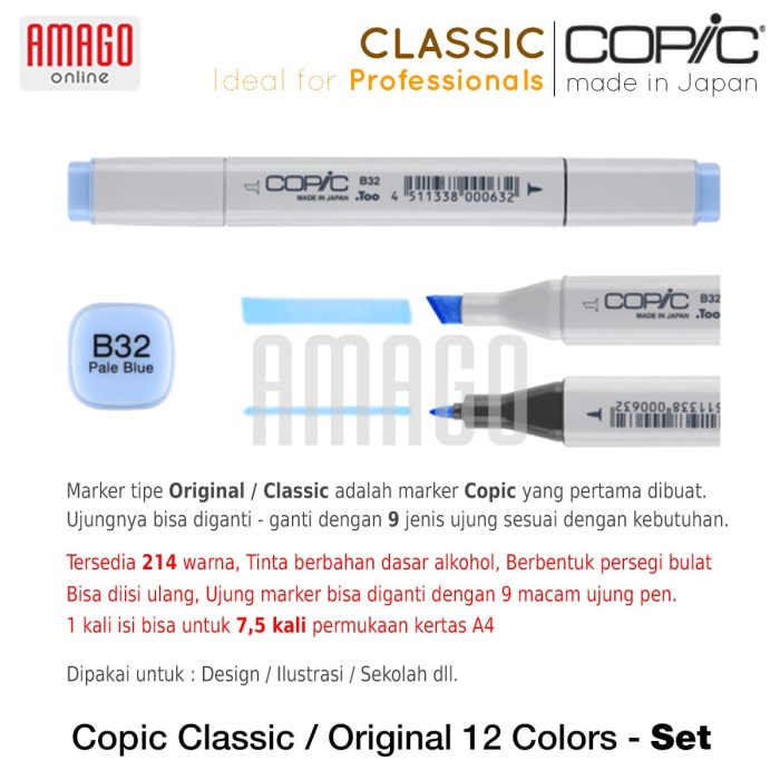 

COPIC CLASSIC - SET 72 COLOR SET A - CMK/72A