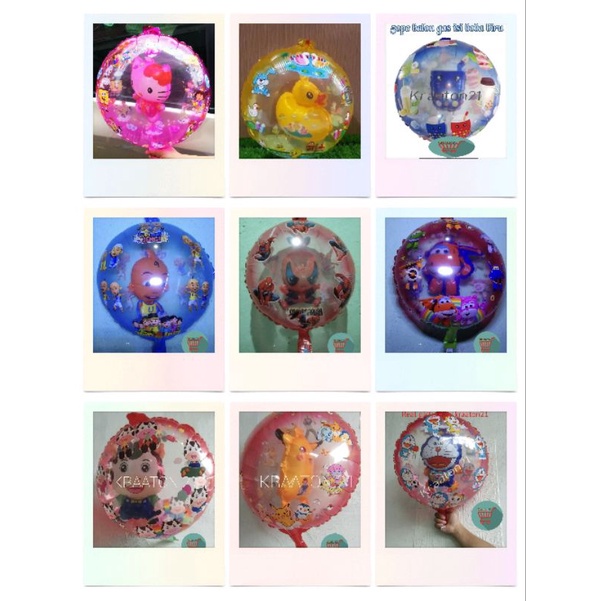 balon karakter isi hello kitty, isi masha, isi tayo, isi poly, isi anak sapi, isi jerapah, isi pokem