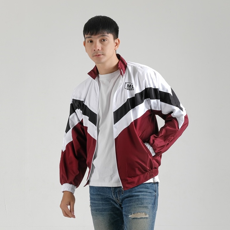Retro Jaket Mcvois  Pria Wanita Sport Maroon