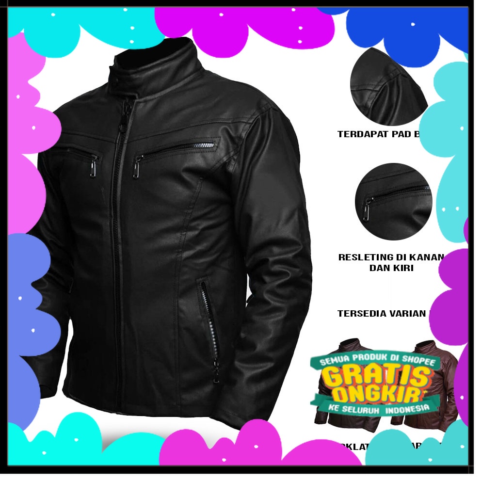 Jaket Kulit Motor Pria Elegan Jaket touring pria kulit / Jaket Kulit Pria Sintetis / Jaket Kulit Mot