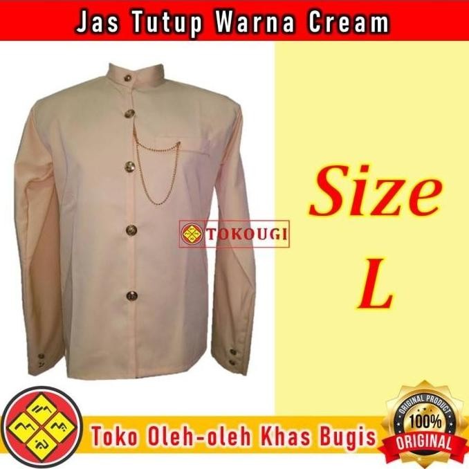 SALE -JAS TUTUP PAKAIAN ADAT PRIA BUGIS MAKASSAR WARNA KREM ORIGINAL BEST - Miniatur Songko- 1.2.23