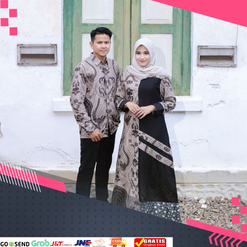 MOTIF BATIK BATU TERMURAH TERPOPULER /COD -batik couple -gamis batik couple -batik kapelan suami ist