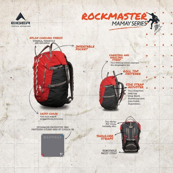 Tas Ransel Eiger 910003340 Rockmaster 50l Tas Hiking/Trekking/Outdoor - Hitam