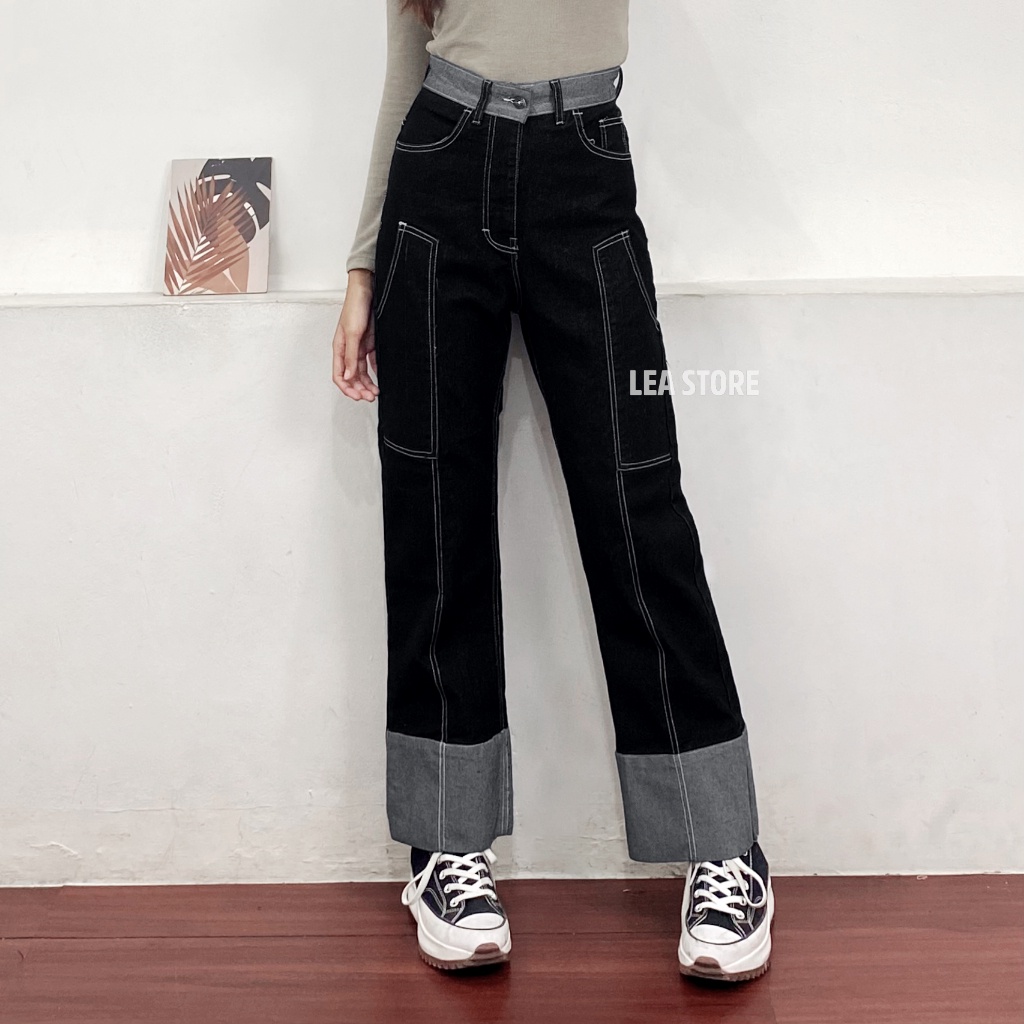 OUTFIT REMAJA INDONESIA HARVEY HIGHWAIST JEANS / CELANA PANJANG WANITA / LEA STORE