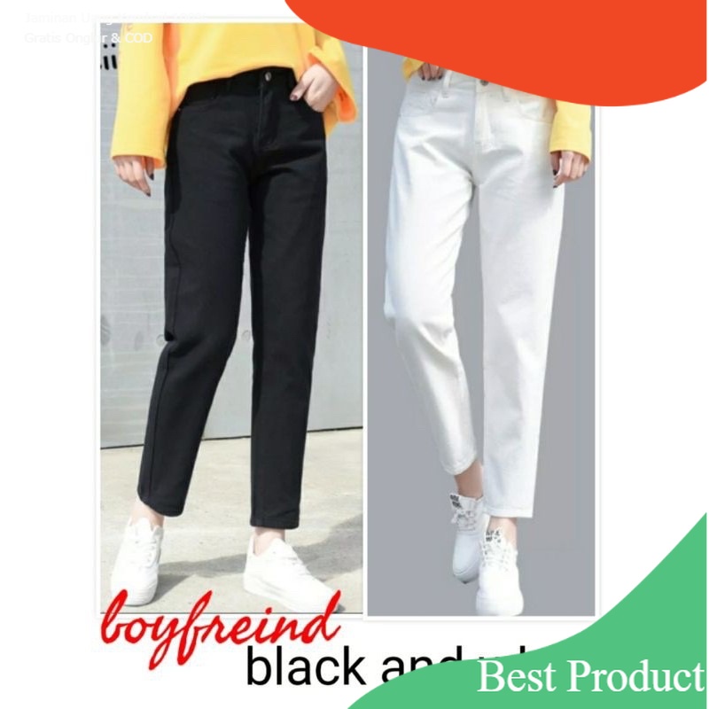 Boyfriend Jeans Putih 27-40 / Boyfriend Jeans Hitam / Boyfriend Jeans Jumbo/ Silver