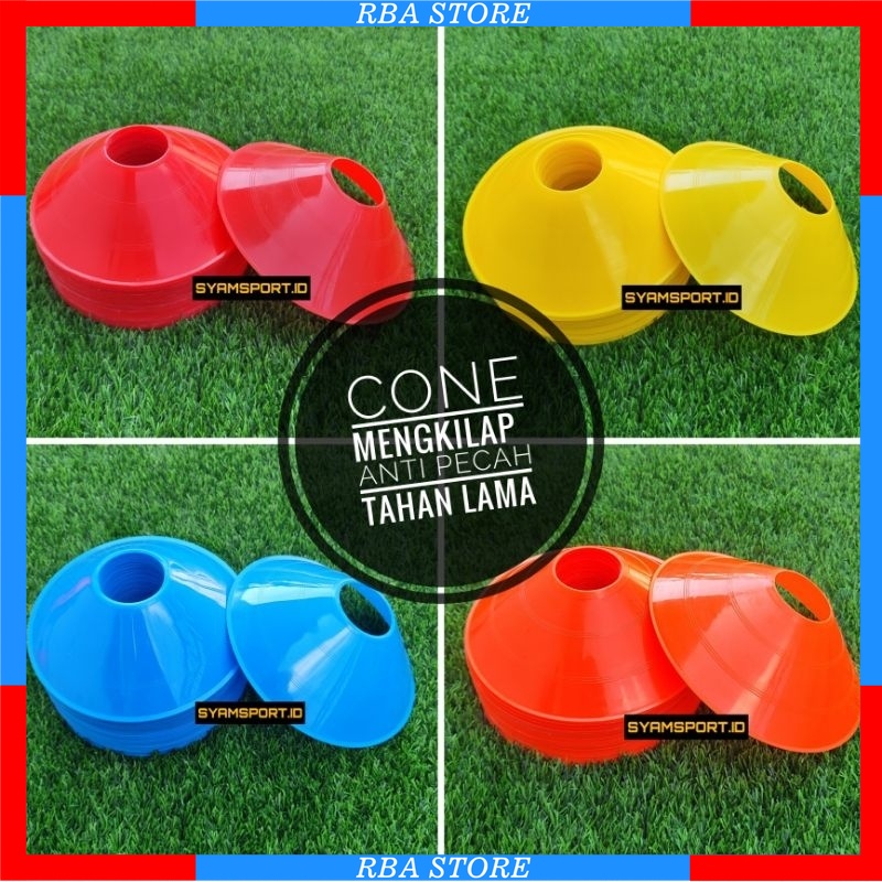 SPESIAL DISKON Cone Sepakbola/Futsal 1 set (isi 6-12) MENGKILAP LENTUR ANTI PECAH / Cone Mangkuk Ola