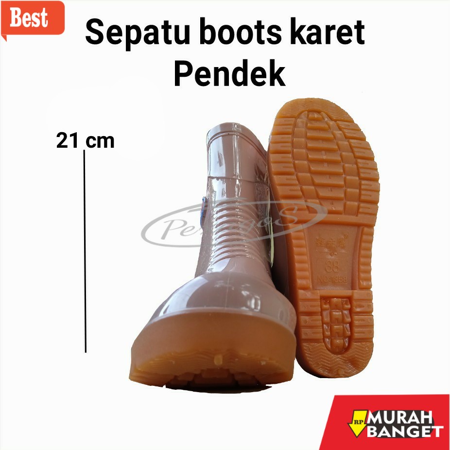 Sepatu boot cowok- SEPATU HUJAN AP BOOTS PENDEK ANTI AIR SOL TEBAL SEPATU BOAT KARET PENDEK BOOTS PE