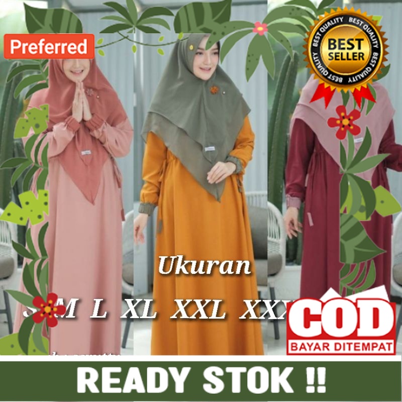 ZAILA SYARI PLUS KHIMAR CERUTTY GAMIS UKURAN S M L XL XXL XXXL 4XL GAMIS SYARI BUSUI POLOS DRESS GAM