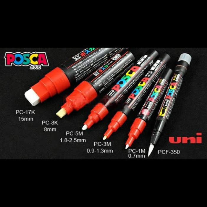 

Uni Posca PC-1m/PC-3m/PC-5m/PC-17K White, Spidol Warna Putih - PC-3m