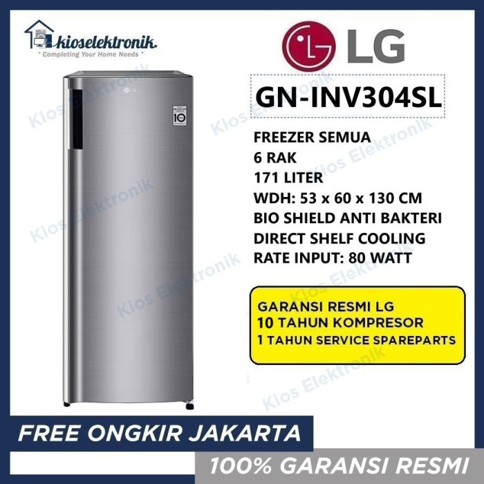 Freezer LG GN-INV304SL Freezer 6 Rak 130 cm 304SL