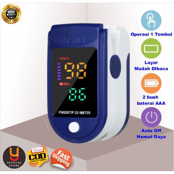 Digital Oxymeter Fingertip Jari Oximeter Pulse Oksimeter Ukur Kadar Oksigen Detak Jantung Saturasi O