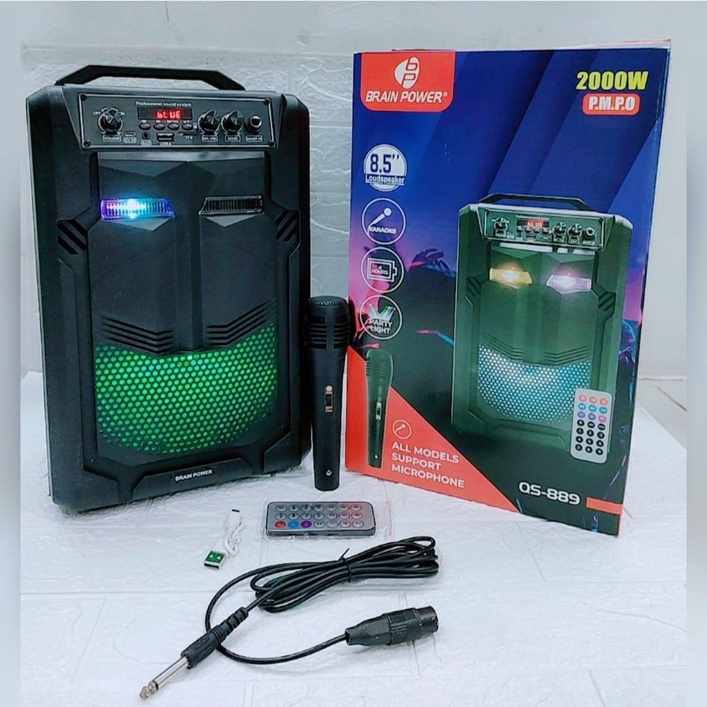 Ready SPEAKER BT BRAIN POWER QS-889 + MIC + REMOTE CONTROL