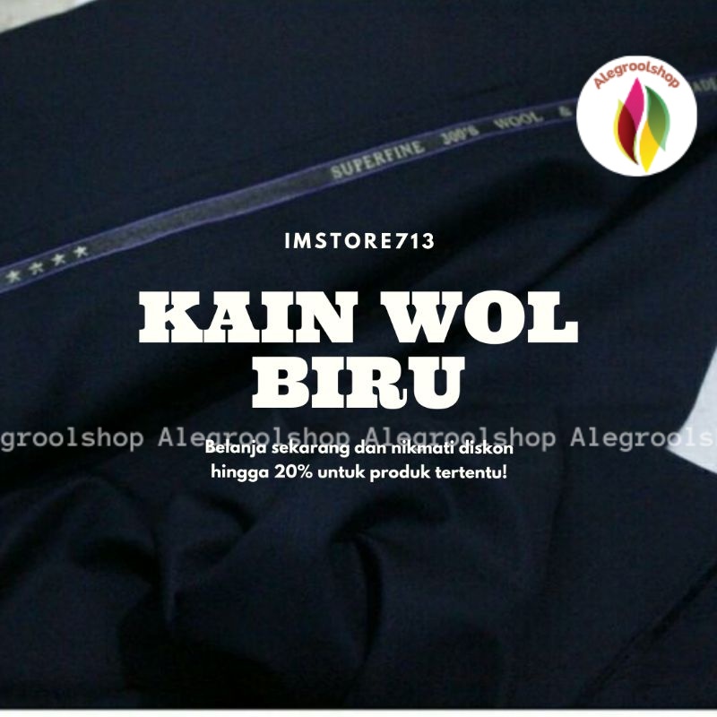 kain katun wool biru gelap bahan celana dan setelan kain meteran