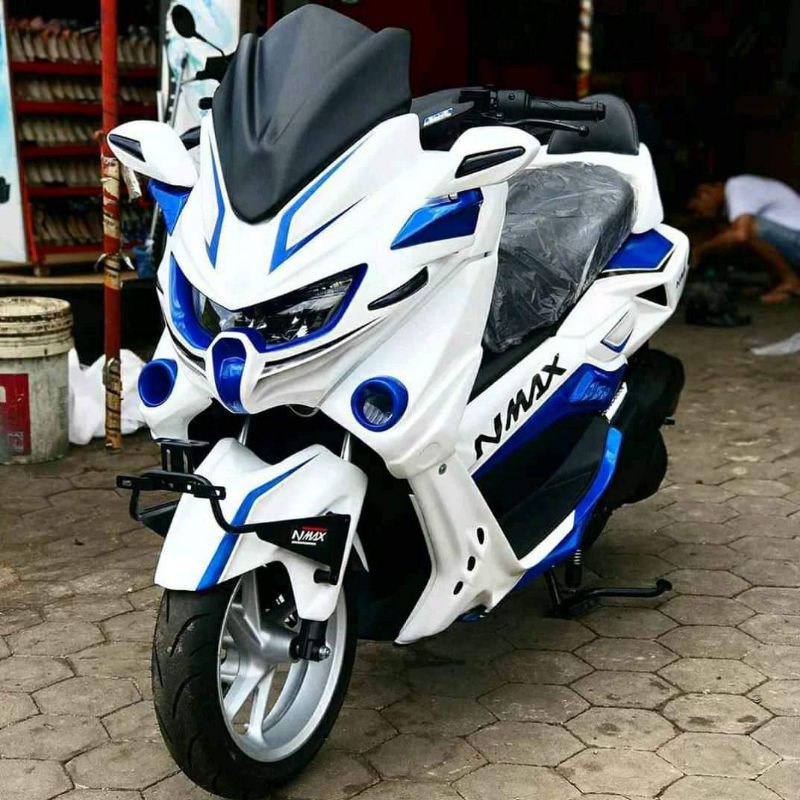 Promo harga murah Paket Full Set Body Bodi Kap Predator Yamaha Nmax Old ( 2015-2019 ) Grafist Putih Biru