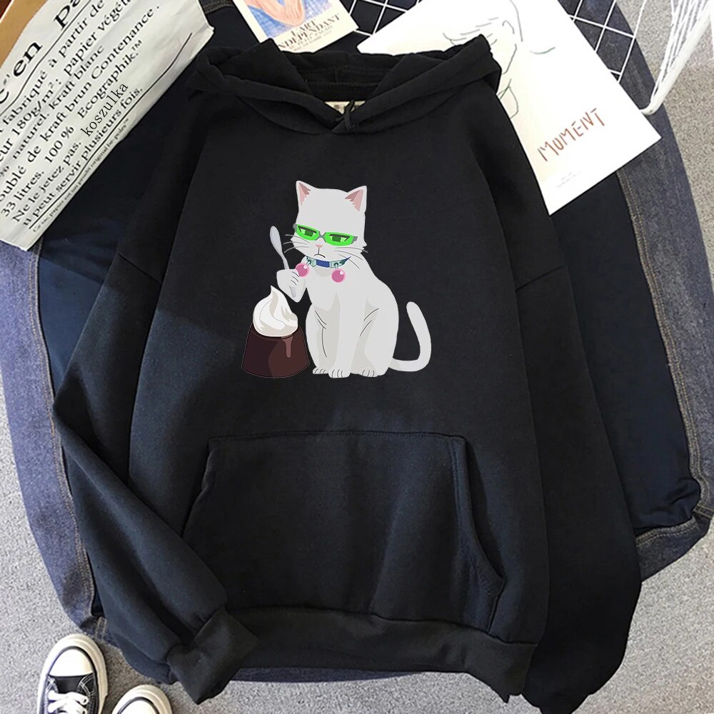 Saiki K Anime Hoodie Aesthetic Pullover Harajuku Hoodie Manga Cat Saiki Feat Coffee Jelly