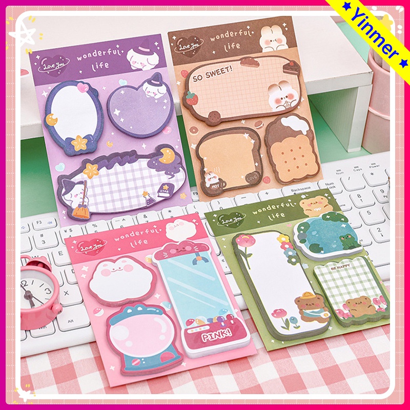 

COD✨Catatan Kombinasi Kartun Ins ，Catatan Kreatif ，Pola Hewan Lucu-Yinmer