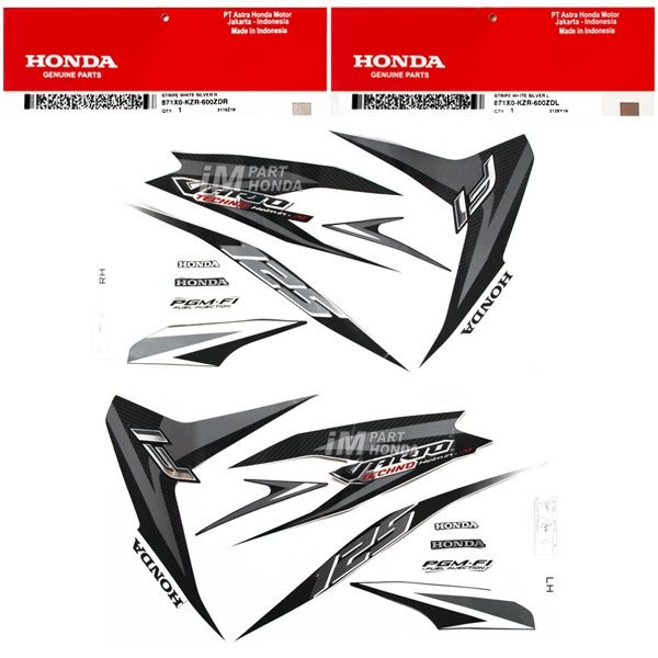 871X0-KZR-600ZDL 871X0-KZR-600ZDR Stiker Vario 125 2012 Putih Hitam