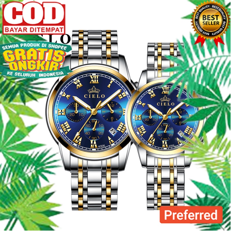 CIELO 【TERMURAH】4066 Jam Tangan Pria Anti Air Original Luxury Stainless Steel  COD（Free BOX+Kartu Ga
