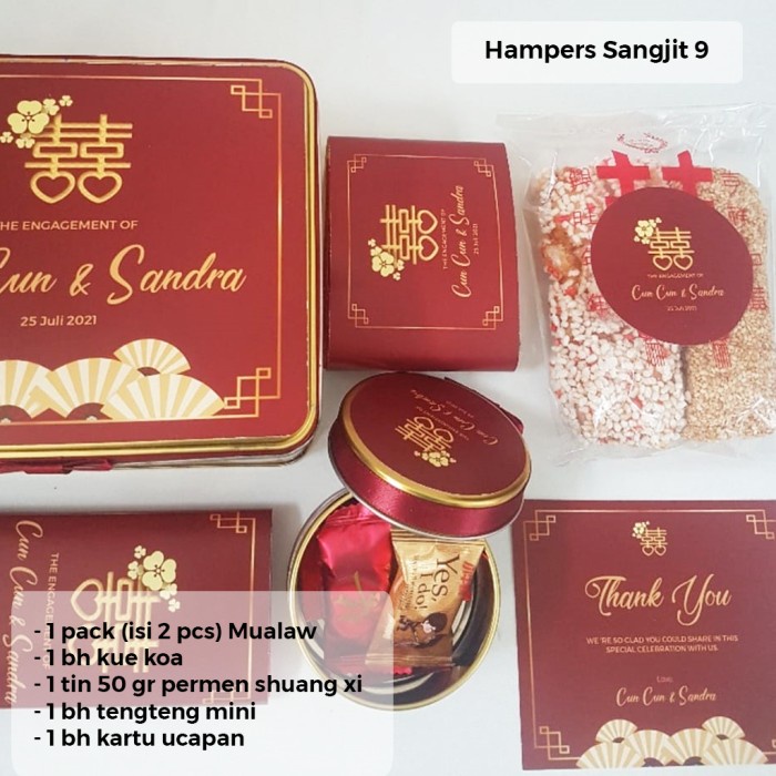 

PROMO [[ BEST SELLER ]] HAMPERS SANGJIT 9 PAKET ENGAGEMENT / TEAPAI / WEDDDING SOUVENIR