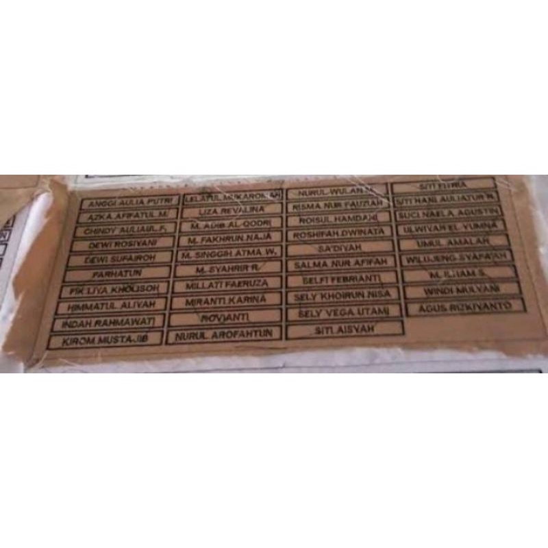 

Bordir BORDIR NAMA DADA 2x8,5cm || BED SISWA SEKOLAH (grosir minimal 13pcs sehari jadi) Bordir Nama Dada