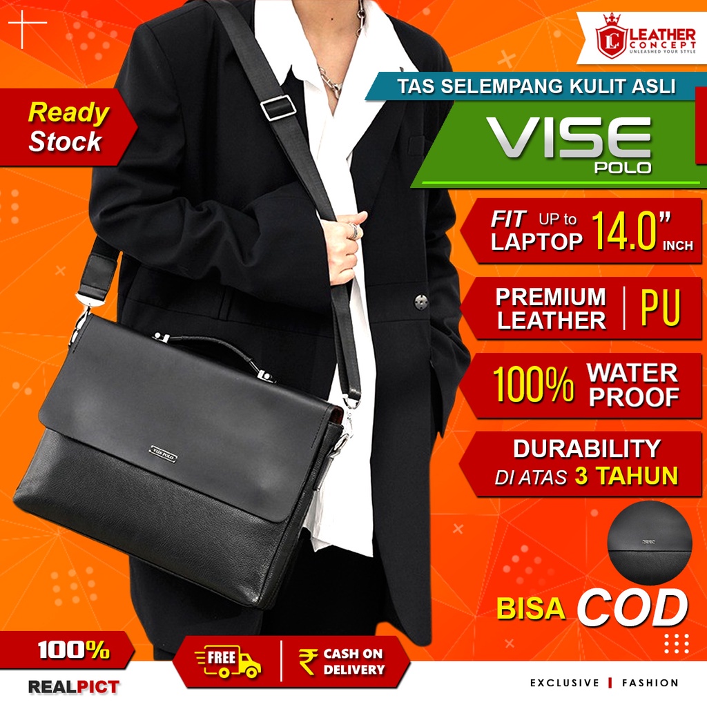 LEATHER CONCEPT Tas Kerja Kulit Pria Tas Kerja Pria Tas Selempang Kulit Pria VISE POLO