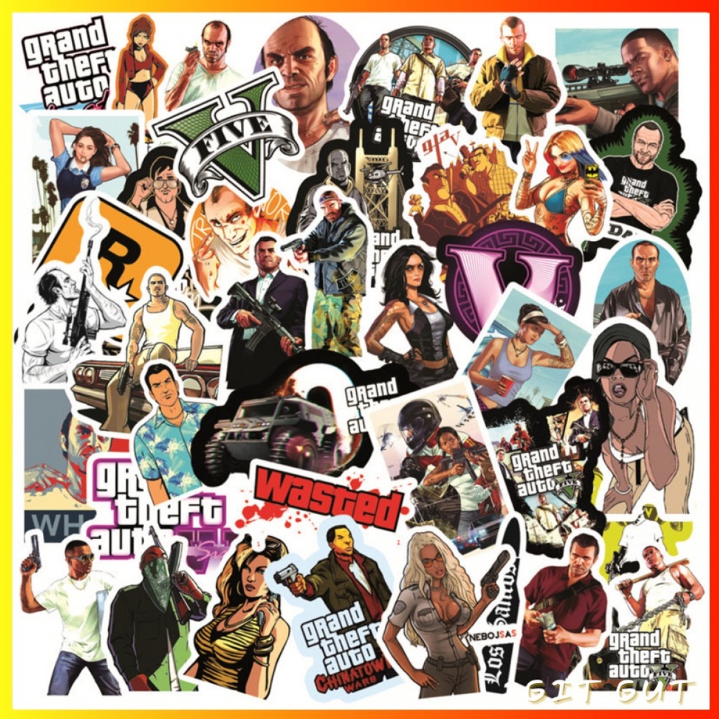 

Sticker Pack Stiker Vinyl 50 pcs GTA Grand Theft Auto