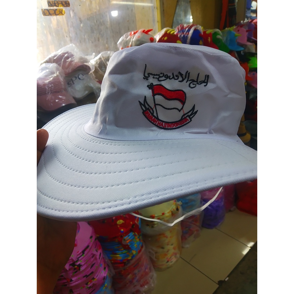Topi Bulat Haji Wanita Dewasa Bordir Putih