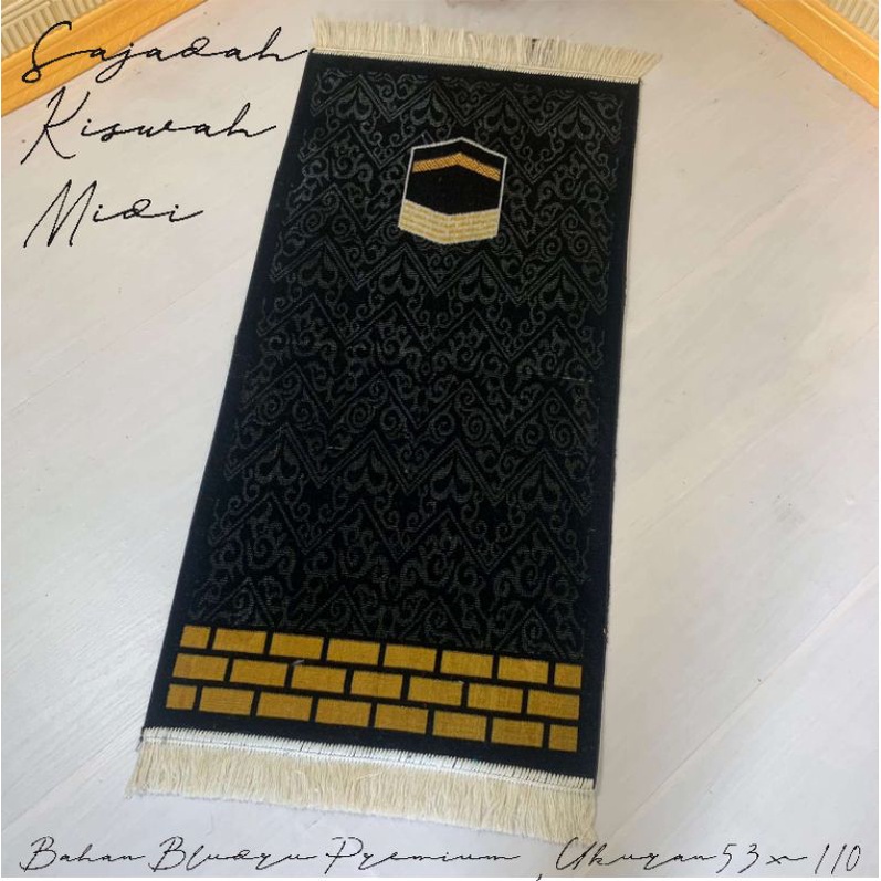 SAJADAH TURKI HITAM KISWAH PREMIUM UKURAN SEDANG
