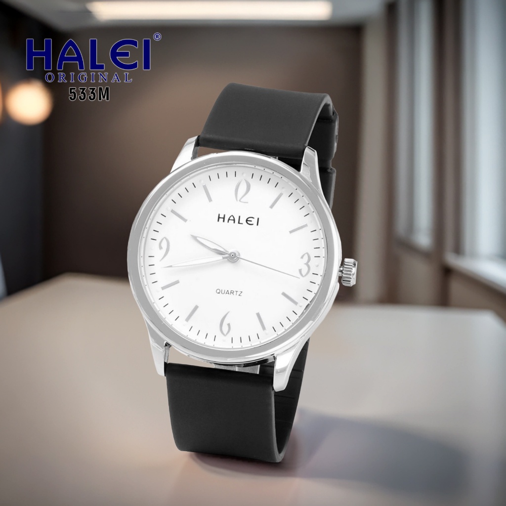 Halei Watch 533 M - Jam Tangan Halei Pria Karet Analog Kekinian - Tahan Air dan Garansi 1 Tahun. Fre