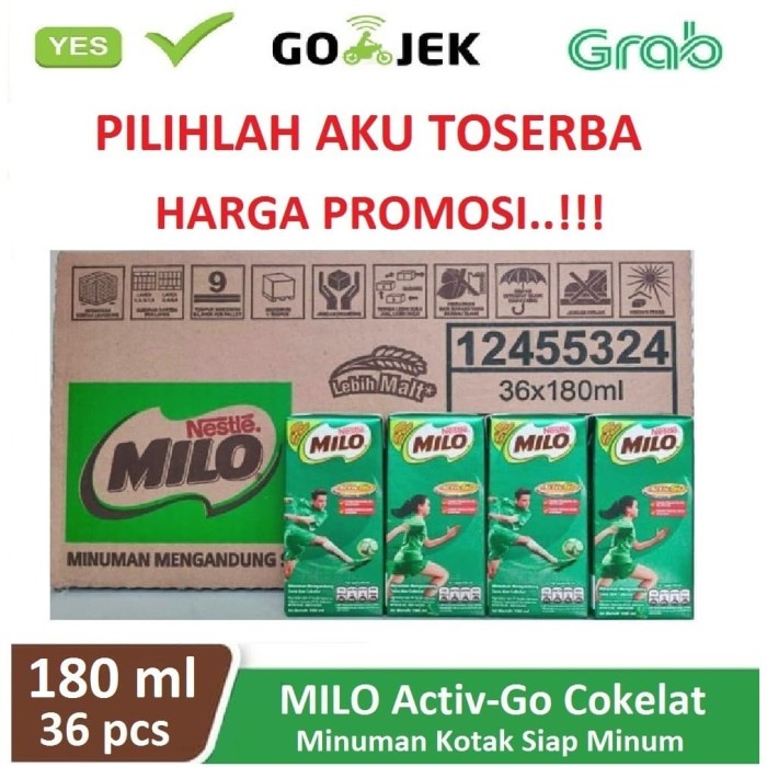 

[Big Sale] Susu Milo Kotak Coklat ACTIVE GO UHT - 180 ml (1 dus isi 36 kotak)