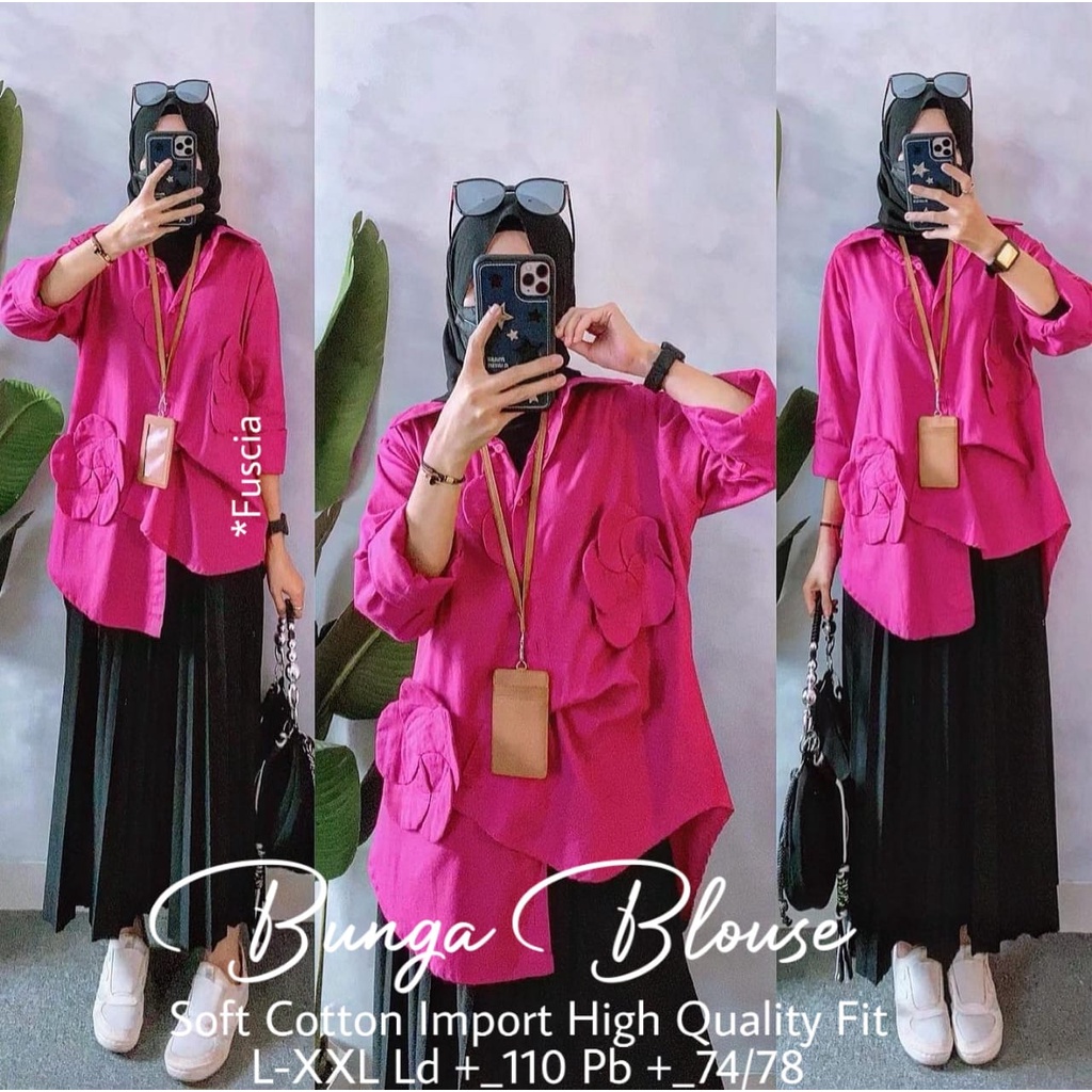 Baju Atasan Wanita Bunga Blouse LD110 Kekinian