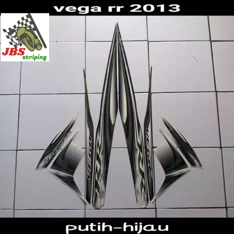 Striping vega rr stiker yamaha vega rr thn 2013 2014 hitam putih hijau lis body vega