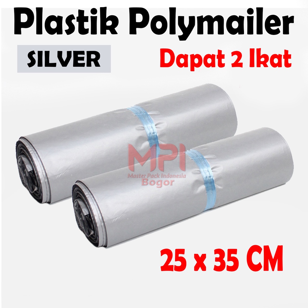 

2 IKAT - Plastik Polymailer Silver 25 x 35 cm / Plastik Polimer / Plastik Packaging Kantong - Master Pack Indonesia