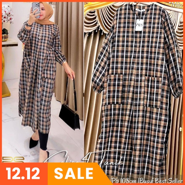 Long Tunik Jumbo Flanel Premium LD 120 Calisa Tunik By Putra Solo